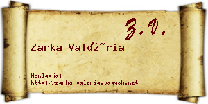 Zarka Valéria névjegykártya
